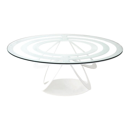 Arti & Mestieri tavolino Optical ovale bianco ferro battuto e vetro - complemento d'arredo Made in Italy