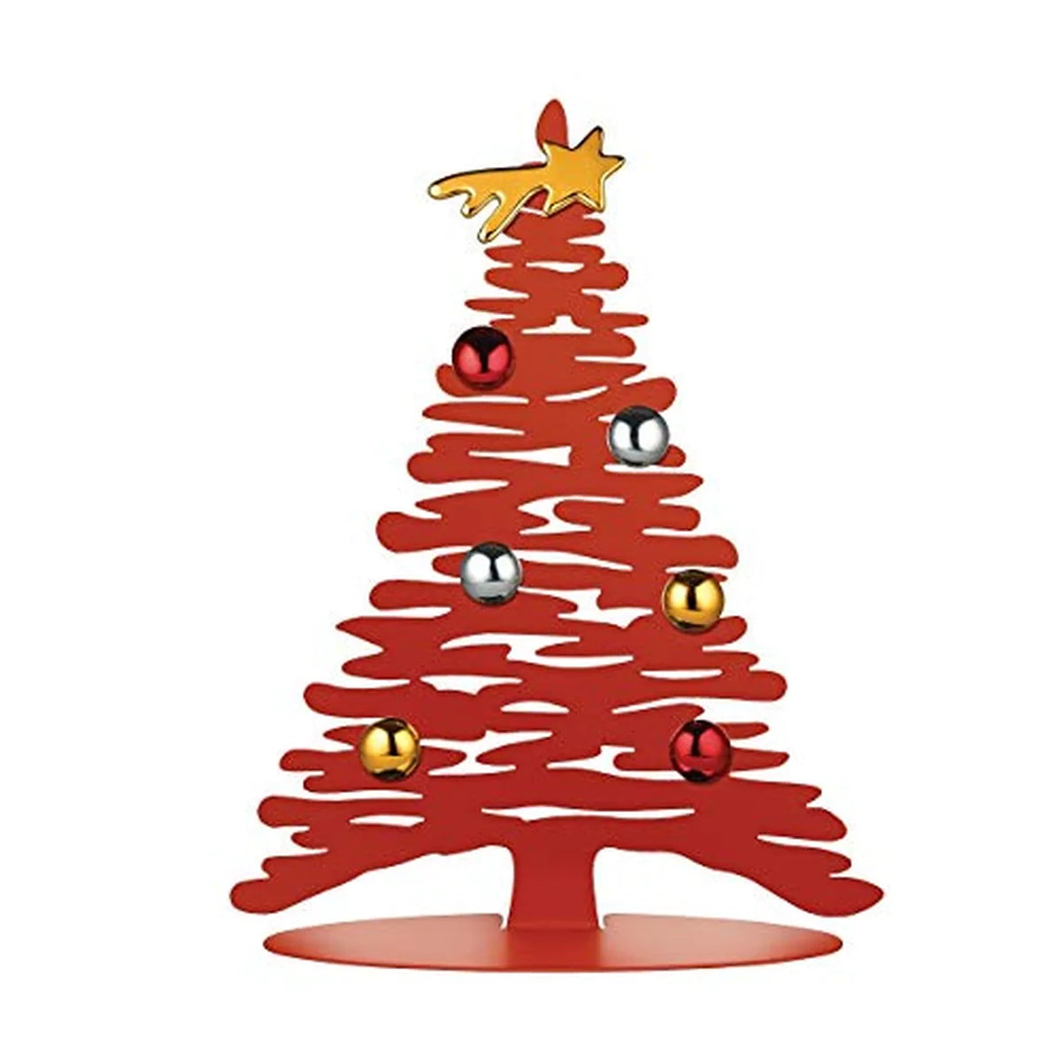 Alessi Albero di Natale Bark in acciaio rosso - Design traforo corteccia naturale