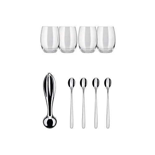 Alessi The Player set accessori cocktail acciaio inossidabile e vetro cristallino
