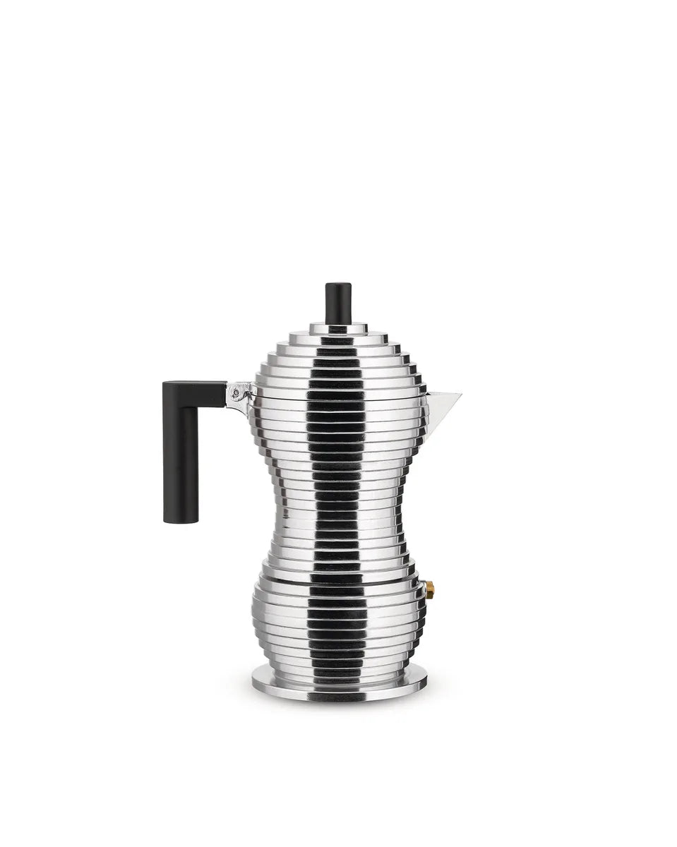 Alessi Caffettiera Espresso Pulcina in alluminio con manico PA, design Michele de Lucchi