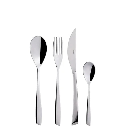 Bugatti Set Posate Acciaio Inox 18/10 per 6 persone, design Puro lineare