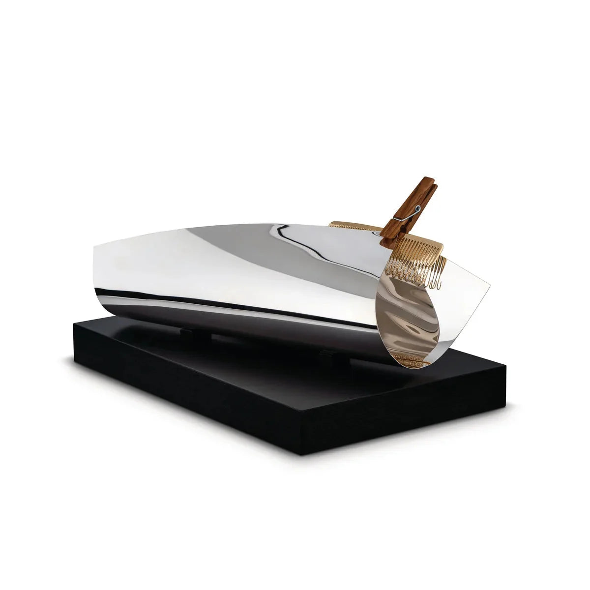 Alessi — SD01 | Vase Dalí, Multiples aus Silber und Olivenholz