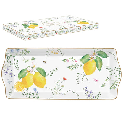 Easy Life Pirofila 35x15 cm porcellana decoro Fiori e Limoni