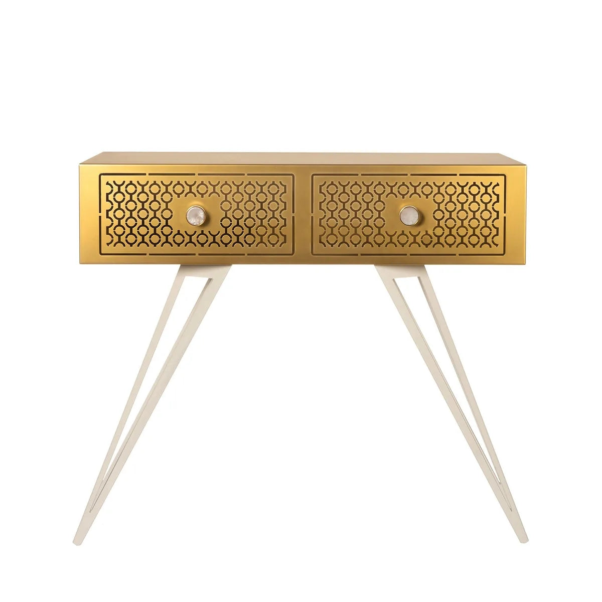 Arti & Mestieri Consolle Mayfair Grande in ferro con pomelli in resina, design glamour per ingresso
