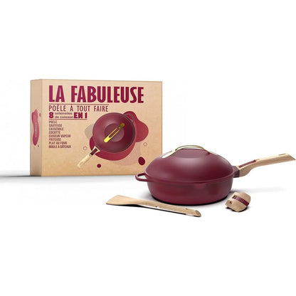 Cookut La Favolosa Padella 8-in-1 Rubio 24cm metallo riciclato rosso con manici rimovibili