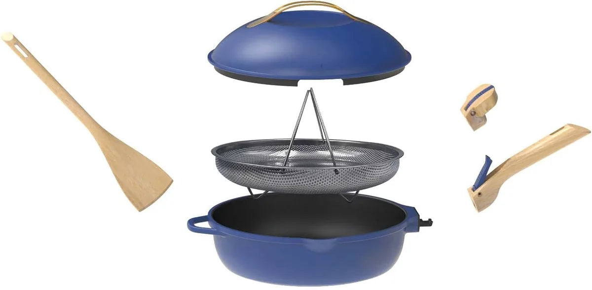 Cookut Favolosa Padella 8-in-1 Zaffiro 24cm metallo riciclato antiaderente blu