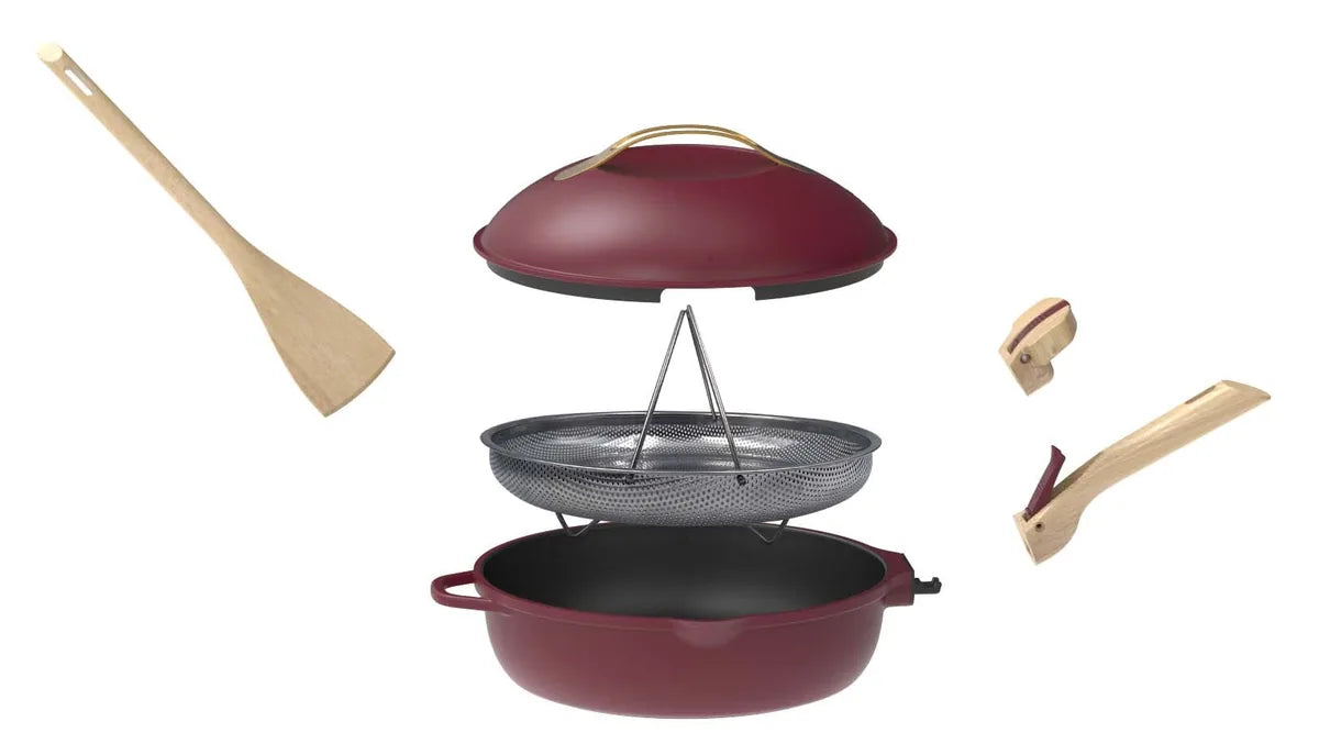 Cookut La Favolosa Padella 8-in-1 multifunzione nero 28cm in metallo riciclato con manici rimovibili