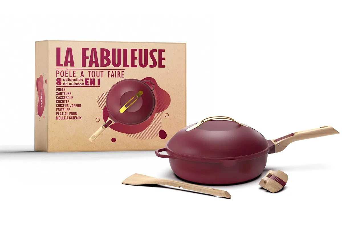 Cookut La Favolosa Padella 8-in-1 multifunzione nero 28cm in metallo riciclato con manici rimovibili