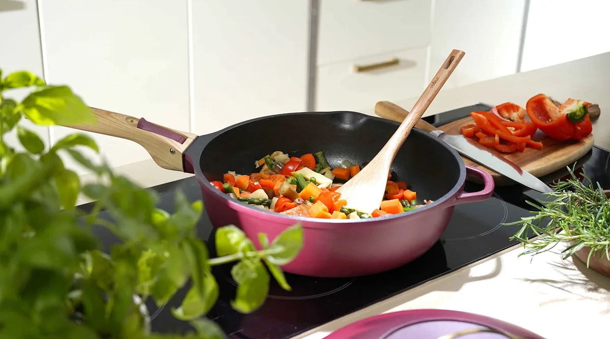 Cookut La Favolosa Padella 8-in-1 multifunzione nero 28cm in metallo riciclato con manici rimovibili
