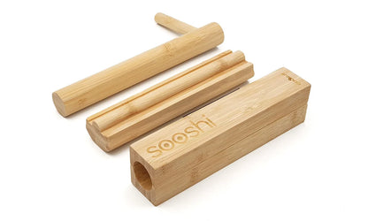 Cookut Sooshi Kit per Sushi Maki in bambù naturale colore beige - Set completo con stampo e pressa