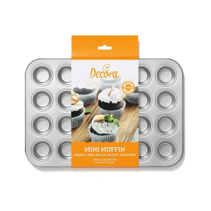 Decora stampo 24 mini muffin acciaio antiaderente grigio
