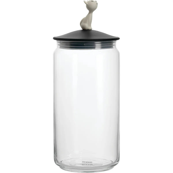 Alessi — MiòJar AMMI22 B | Behållare för katter i glas och svart kåda — Alessi
