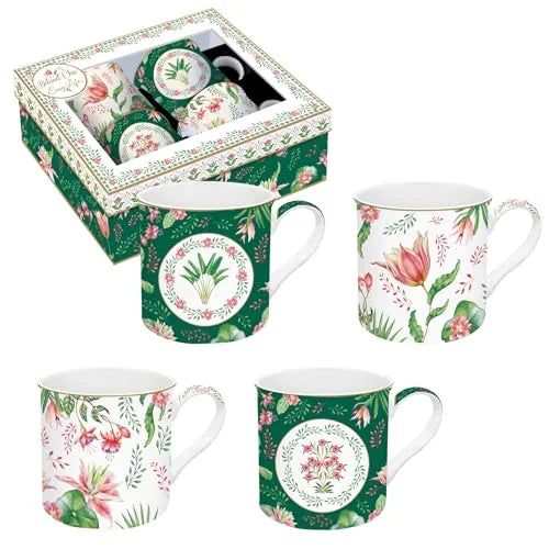 Easy Life Set 4 Tazze da Caffè porcellana multicolore 30 cl