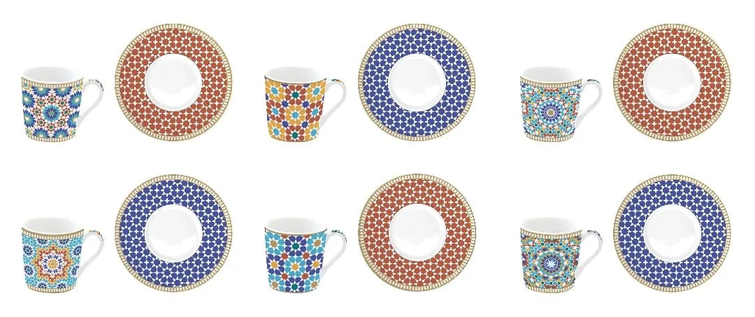 Easy Life Set 6 tazze caffè porcellana multicolore motivo coccinella