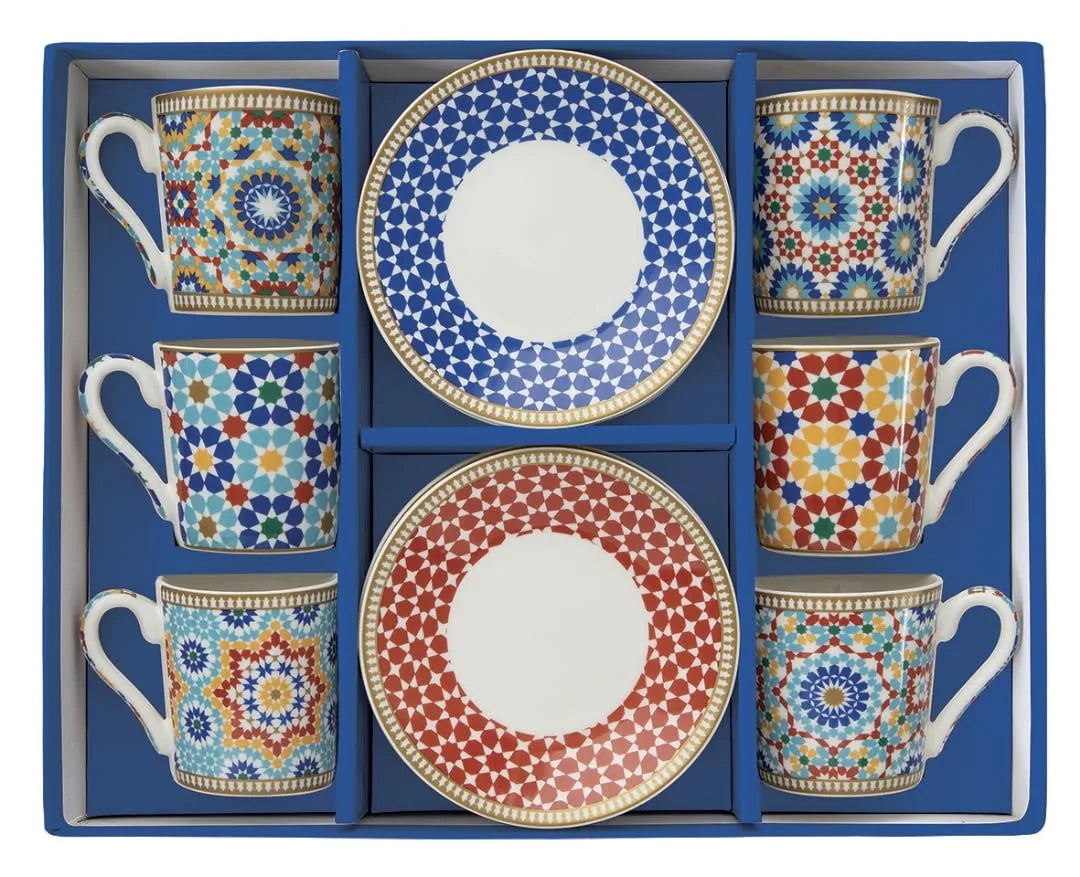 Easy Life Set 6 tazze caffè porcellana multicolore motivo coccinella