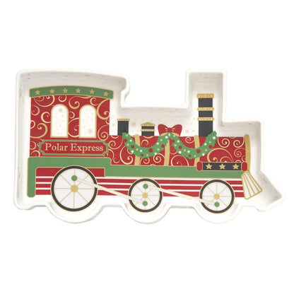 Easy Life piatto treno natale porcellana bianca 25x15 cm