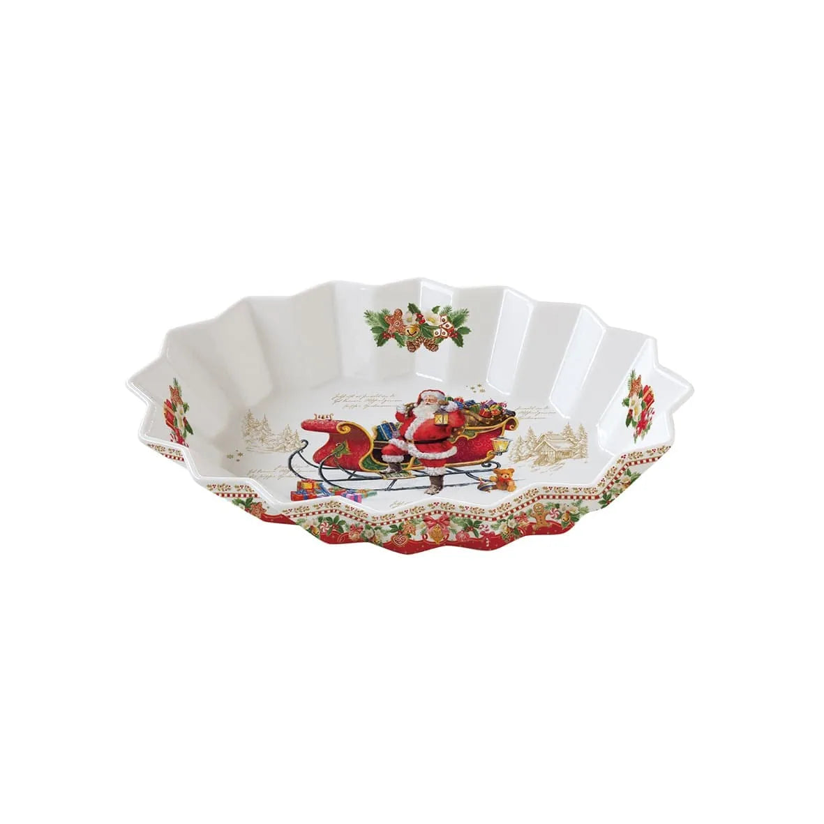 Easy Life piatto ovale porcellana bianca decorazione Babbo Natale Natale 25x17 cm