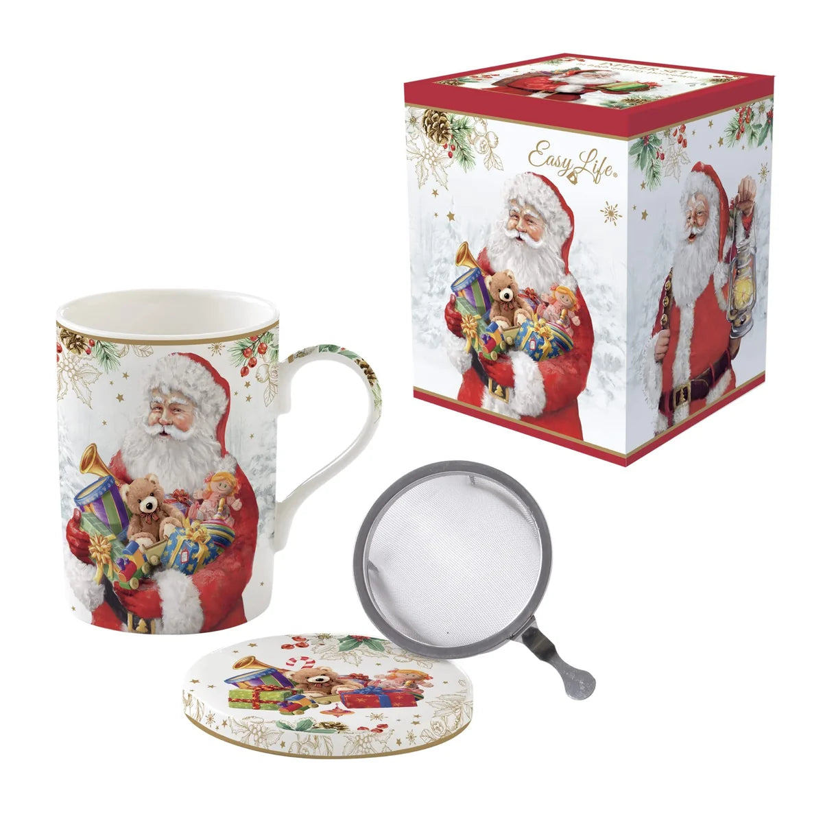 Easy Life Infusiera Natale ceramica multicolore con piastrella - design italiano per le feste