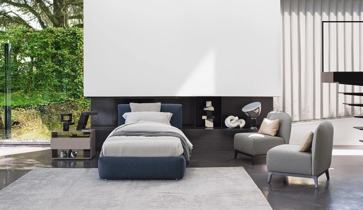 Flou Merkurio Singolo - Letto imbottito design Rodolfo Dordoni con testata e base morbide