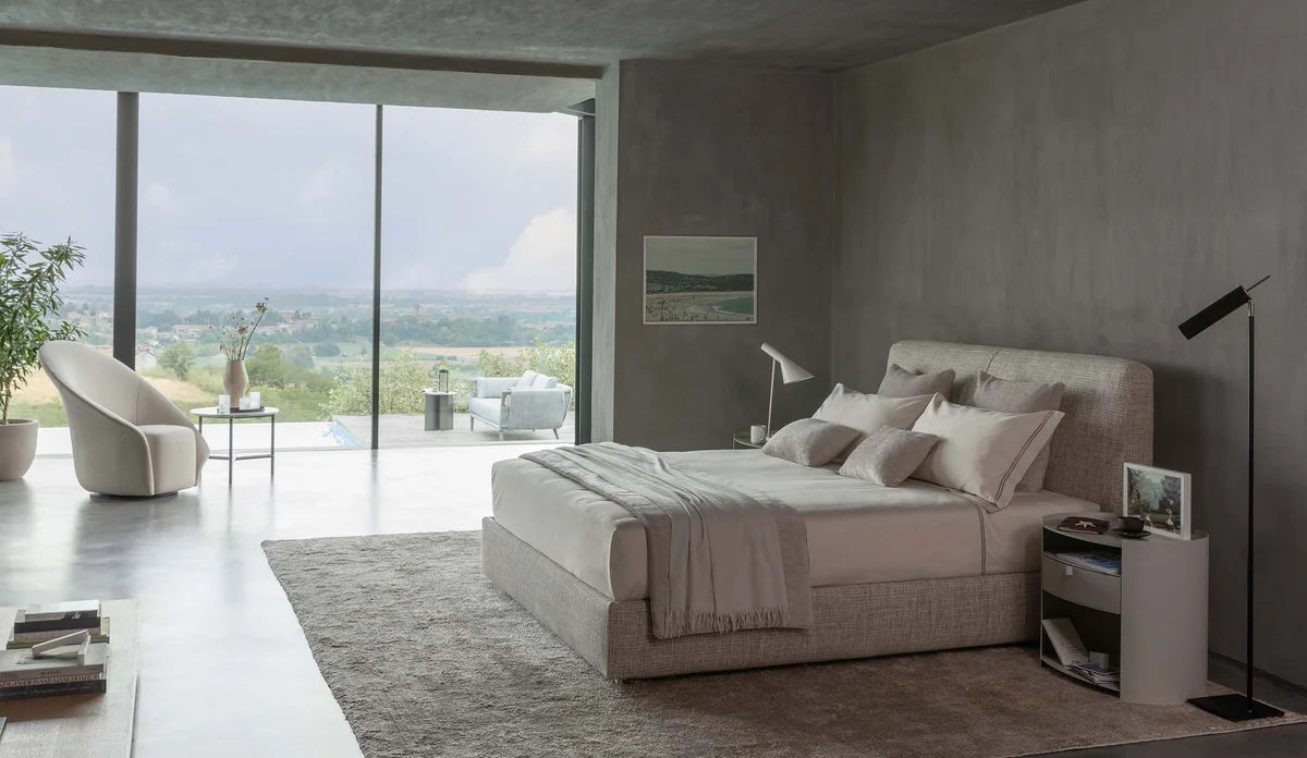 Flou Myplace letto matrimoniale con testata imbottita alta design Emanuela Garbin