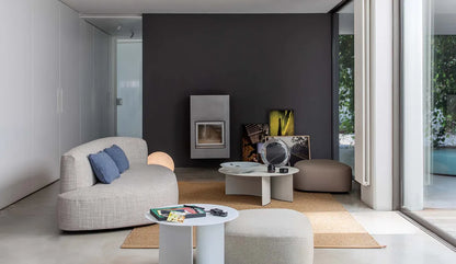 Flou Pierre letto imbottito design schienale curvato tessuto pelle