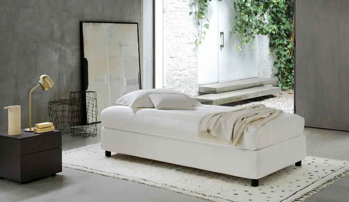 Flou Sommier Singolo letto design italiano con base contenitore e rivestimento sfoderabile