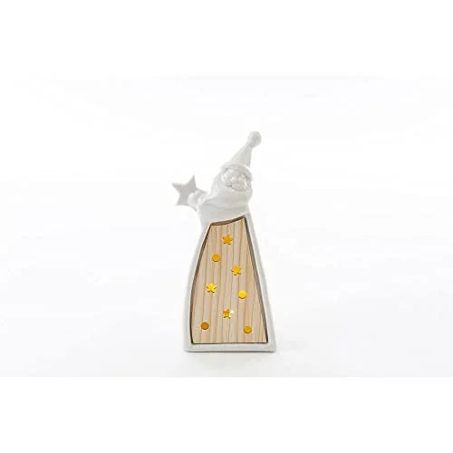 Le Stelle Babbo Natale in porcellana e legno, decorazione natalizia artigianale
