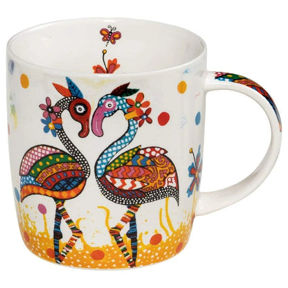 Maxwell & Williams tazza Betsy in porcellana con gufo boobook colorato e foglie in stile stencil