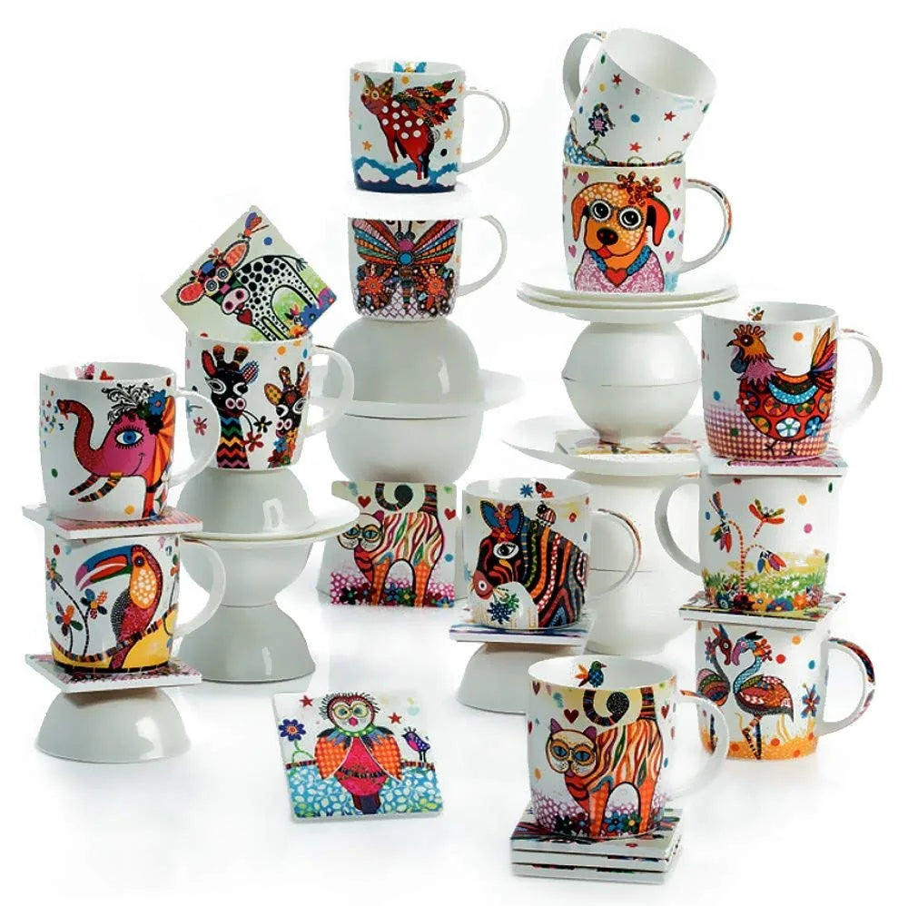 Maxwell & Williams tazza Betsy in porcellana con design Boobook colorato - Stilmobili