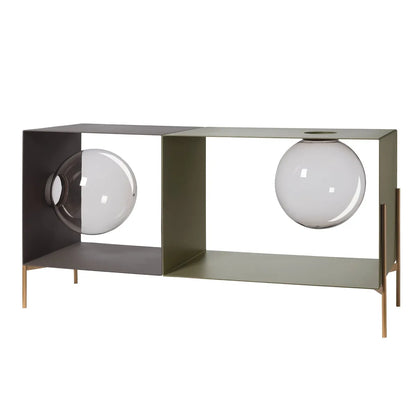 Arti & Mestieri Mobile Soggiorno Globe Double ferro design, disponibile in 6 varianti colore con base oro laccato o nera