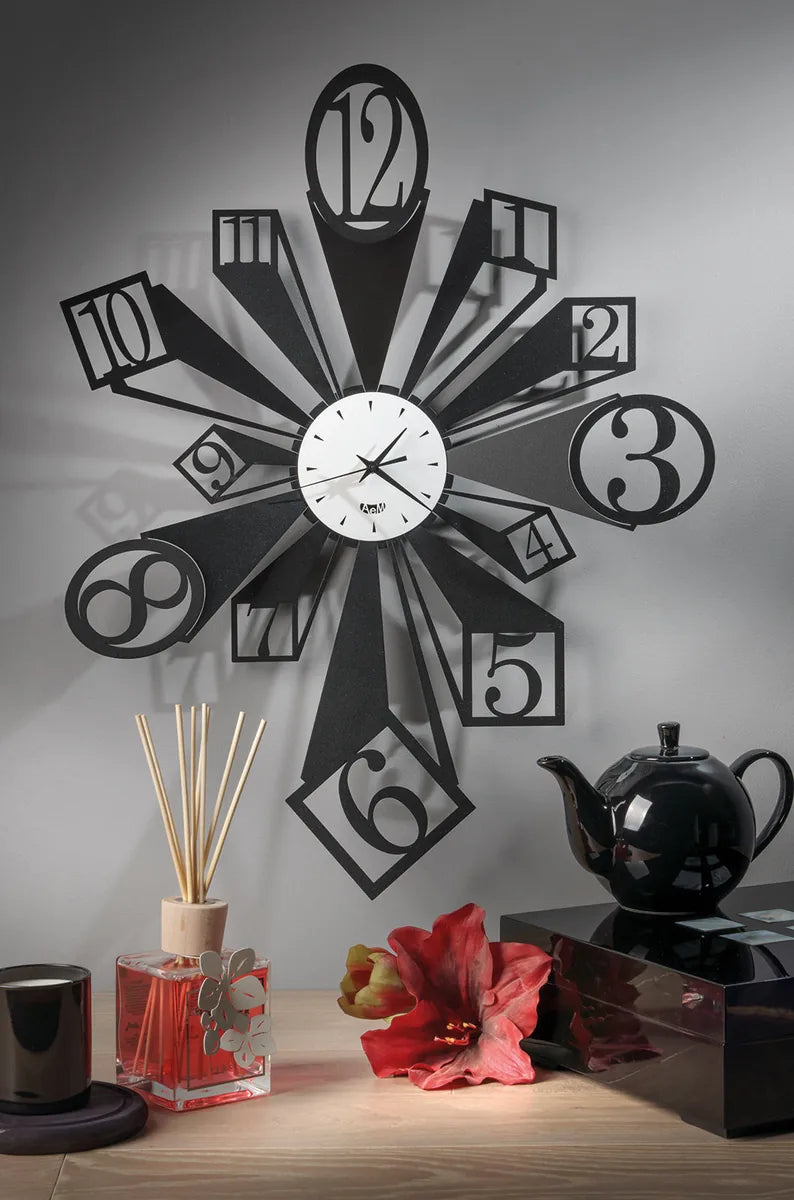 Arti & Mestieri Orologio Da Parete Slang design tridimensionale Fango Avorio Nero Bianco Marmo