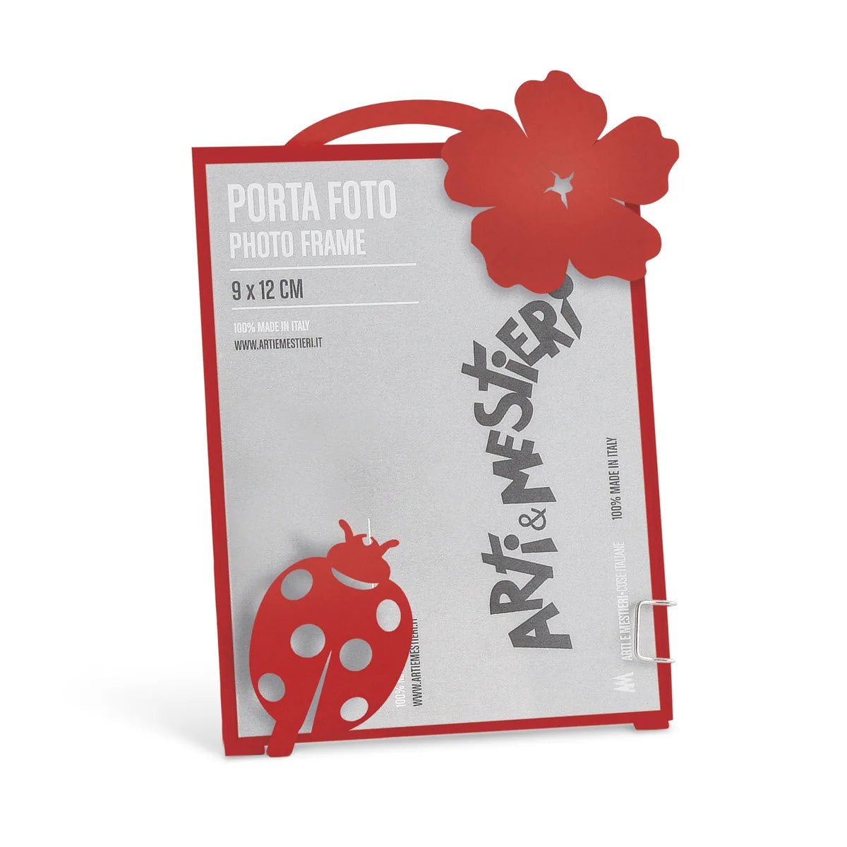 Arti & Mestieri - Bomboniera Di Design Portafoto Coccinella in ferro con decorazione coccinella e fiore - Stilmobili