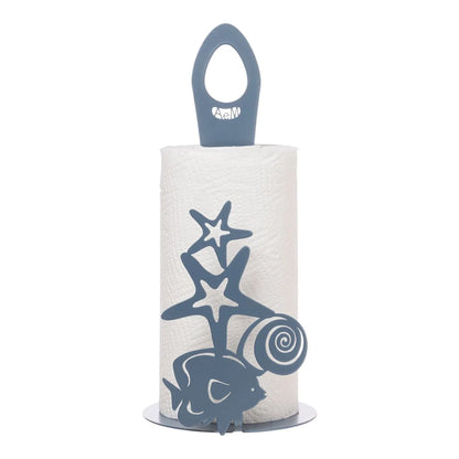 Arti & Mestieri Porta Rotolo Nettuno in ferro azzurro con motivi marini - Stilmobili