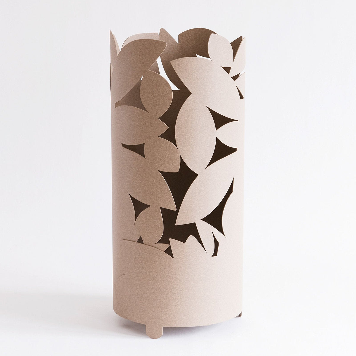 Arti & Mestieri Portaombrelli Autunno beige ferro lavorato artigianalmente con foglie intagliate