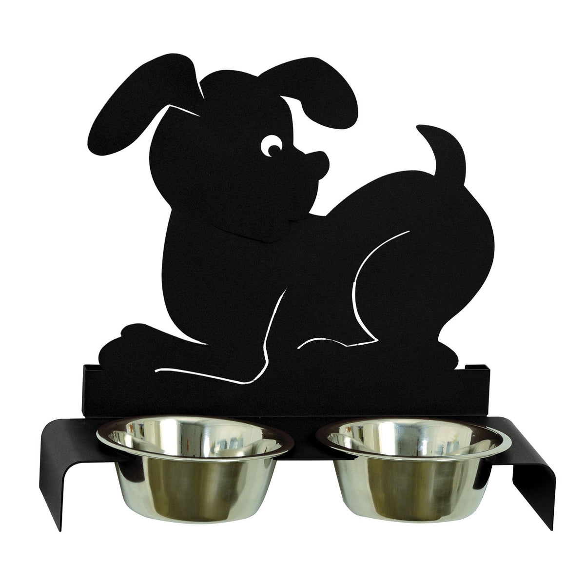 Arti & Mestieri porta ciotole per cani nero ferro battuto artigianale con sagoma cane di profilo