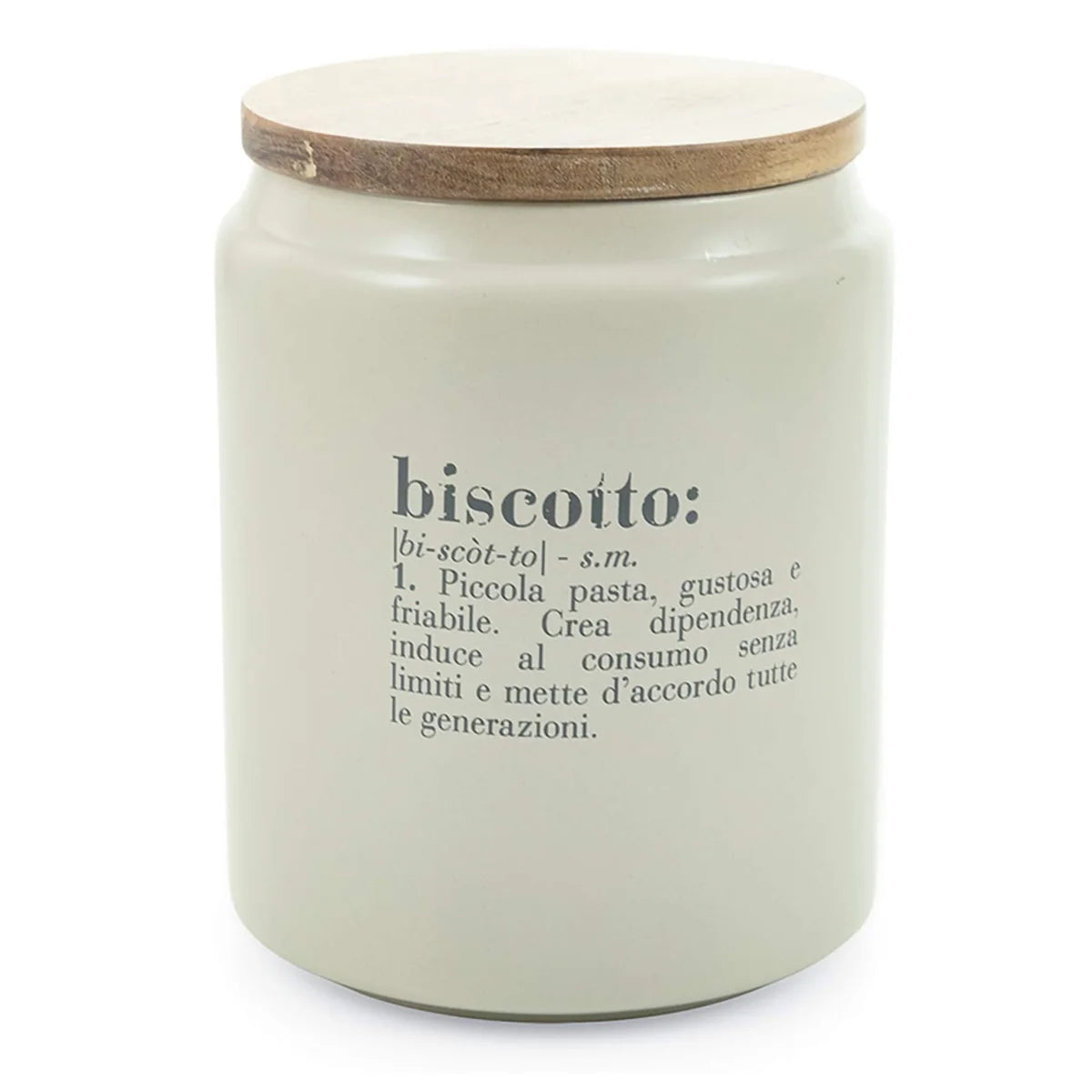Villa d'Este Victionary Barattolo Biscotti in gres grigio opaco con coperchio bamboo