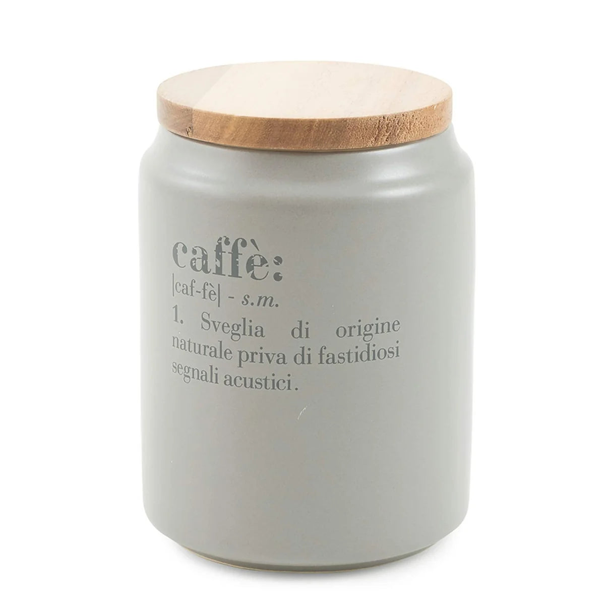 Villa d'Este Home Tivoli barattolo caffè Victionary gres grigio coperchio bamboo 10,5x15 cm