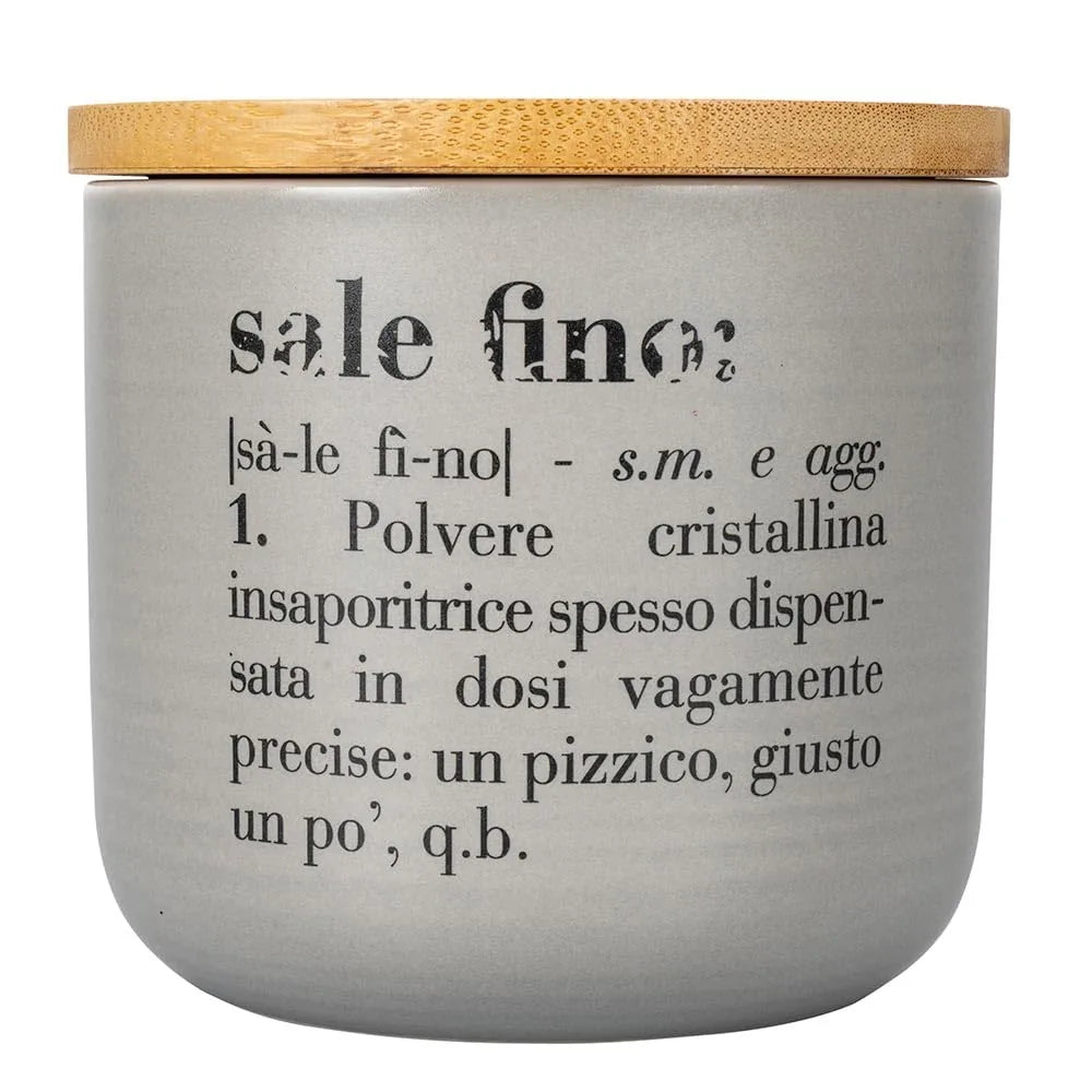 Villa d'Este Home Tivoli barattolo sale Victionary bone china grigio e marrone con tappo bamboo